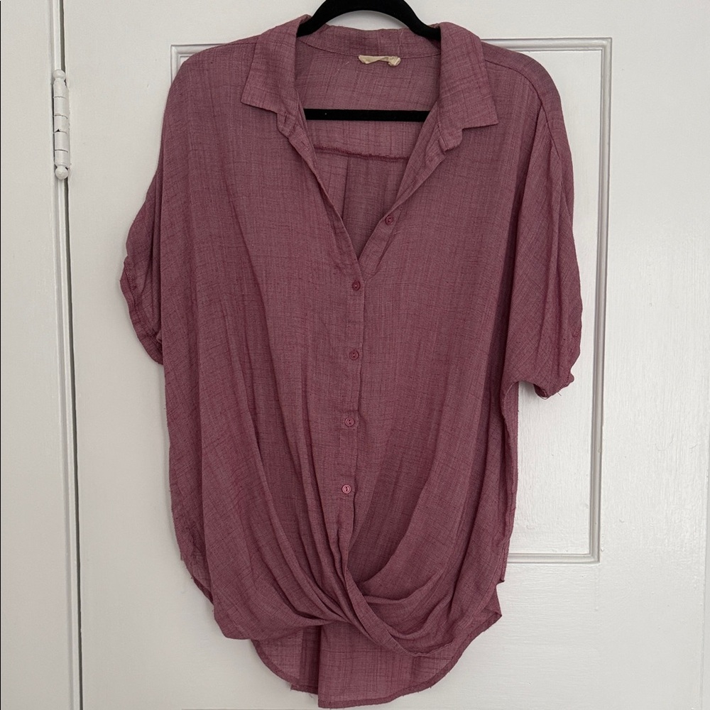 Lush Dusty Rose Button-Down Shirt